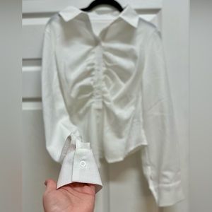 SHEIN Privé Plus Ruched Solid Shirt